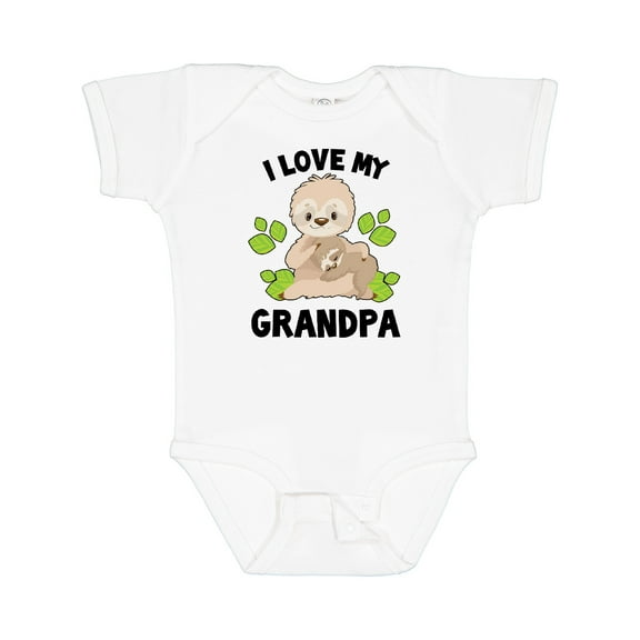 Inktastic Cute Sloth I Love My Grandpa with Green Leaves Boys or Girls Baby Bodysuit