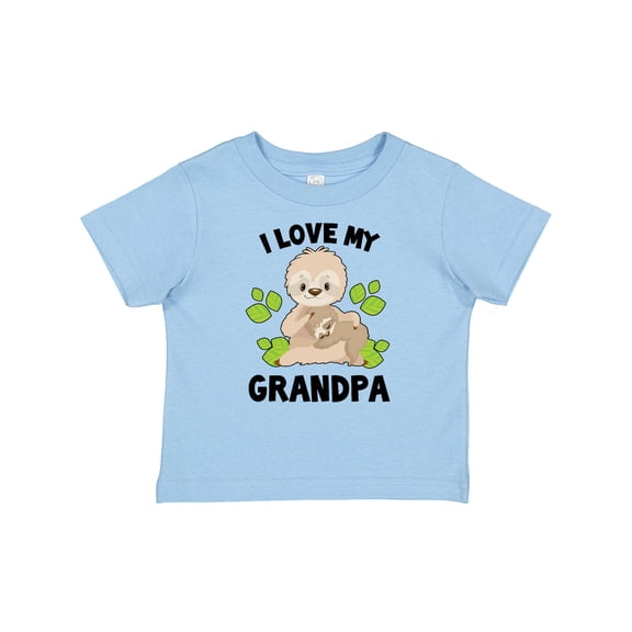 Inktastic Cute Sloth I Love My Grandpa with Green Leaves Boys or Girls Baby T-Shirt