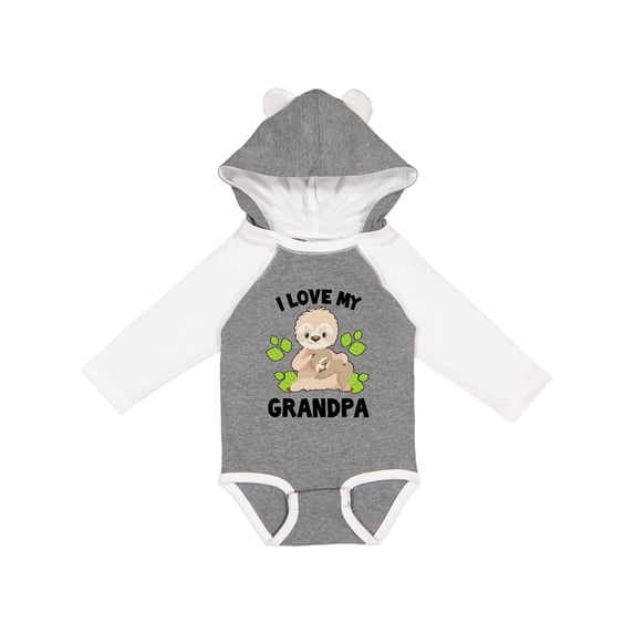 Inktastic Cute Sloth I Love My Grandpa with Green Leaves Boys or Girls Long Sleeve Baby Bodysuit