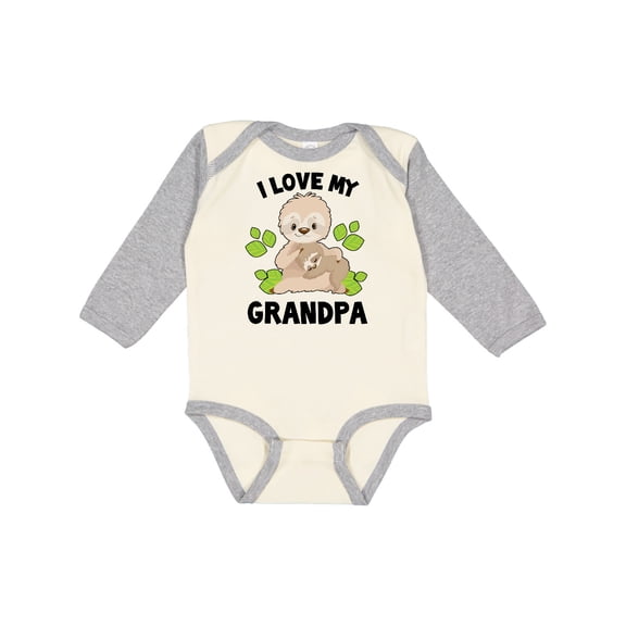 Inktastic Cute Sloth I Love My Grandpa with Green Leaves Boys or Girls Long Sleeve Baby Bodysuit
