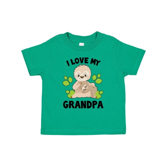 Inktastic Cute Sloth I Love My Grandpa with Green Leaves Boys or Girls Toddler T-Shirt