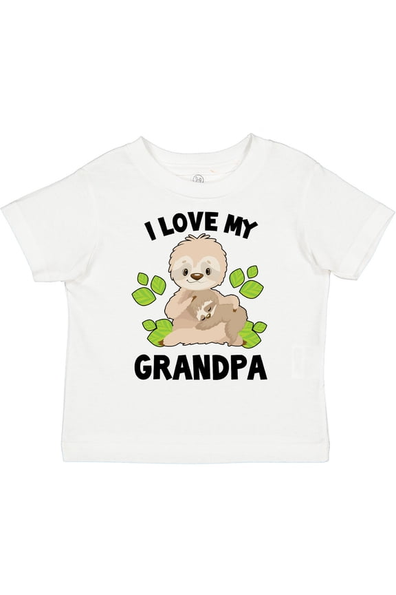 Cute Sloth I Love My Grandpa with Green Leaves Boys or Girls Toddler T-Shirt