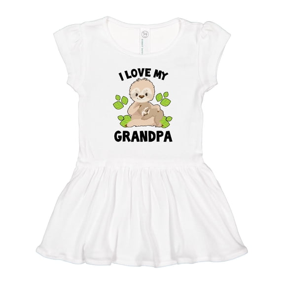 Inktastic Cute Sloth I Love My Grandpa with Green Leaves Girls Toddler Dress