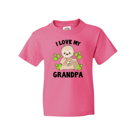 Inktastic Cute Sloth I Love My Grandpa with Green Leaves Youth T-Shirt