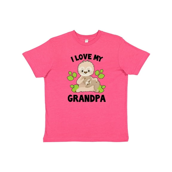 Inktastic Cute Sloth I Love My Grandpa with Green Leaves Youth T-Shirt