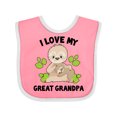 thumbnail image 1 of Inktastic Cute Sloth I Love My Great Grandpa with Green Leaves Boys or Girls Baby Bib, 1 of 3