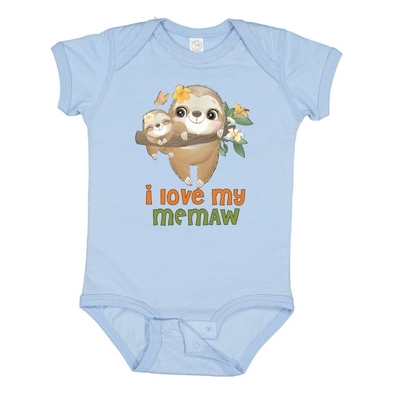 Inktastic Cute Sloth I Love My Memaw Boys or Girls Baby Bodysuit