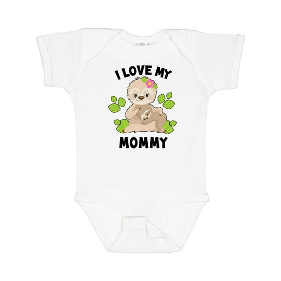 Inktastic Cute Sloth I Love My Mommy with Green Leaves Boys or Girls Baby Bodysuit