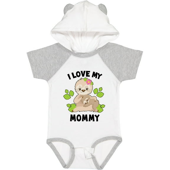 Inktastic Cute Sloth I Love My Mommy with Green Leaves Boys or Girls Baby Bodysuit