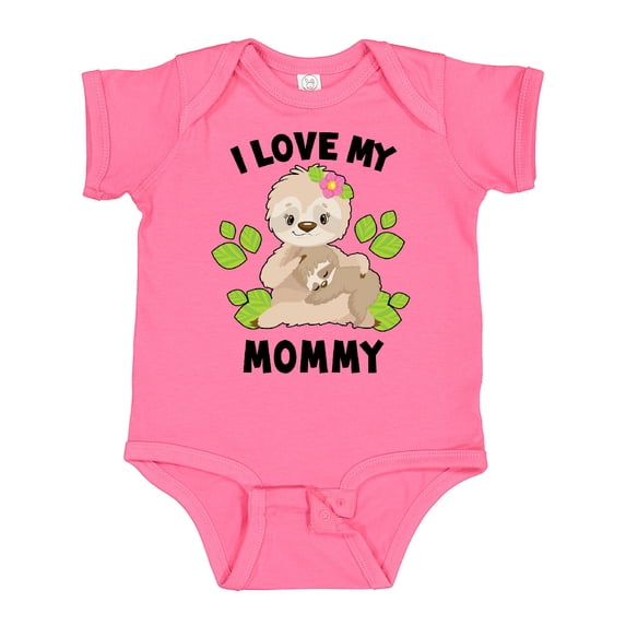 Inktastic Cute Sloth I Love My Mommy with Green Leaves Boys or Girls Baby Bodysuit