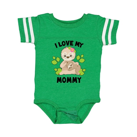 Inktastic Cute Sloth I Love My Mommy with Green Leaves Boys or Girls Baby Bodysuit