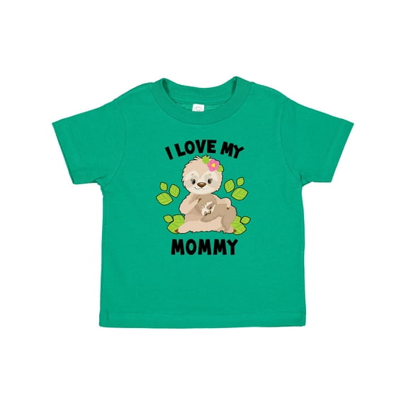 Inktastic Cute Sloth I Love My Mommy with Green Leaves Boys or Girls Baby T-Shirt