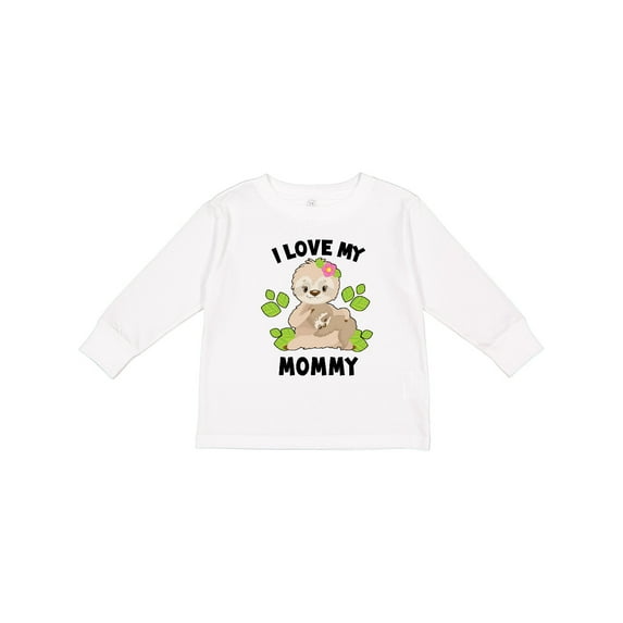 Inktastic Cute Sloth I Love My Mommy with Green Leaves Boys or Girls Long Sleeve Toddler T-Shirt