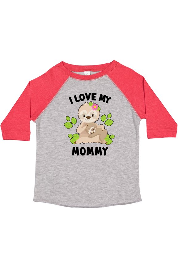 Cute Sloth I Love My Mommy with Green Leaves Boys or Girls Toddler T-Shirt
