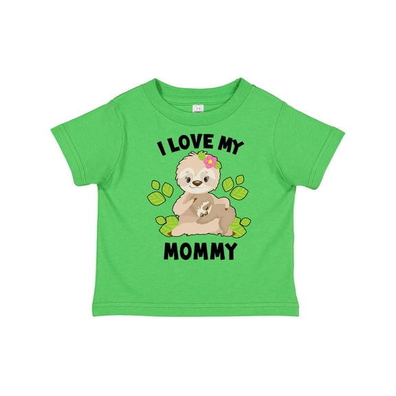 Inktastic Cute Sloth I Love My Mommy with Green Leaves Boys or Girls Toddler T-Shirt