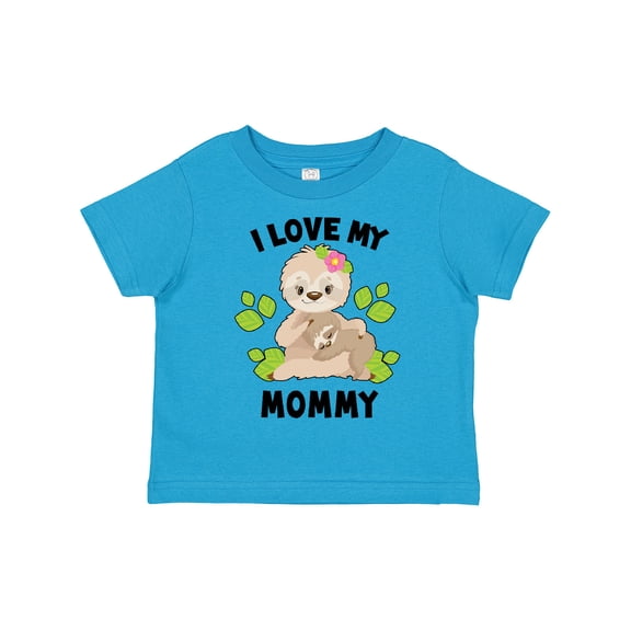 Inktastic Cute Sloth I Love My Mommy with Green Leaves Boys or Girls Toddler T-Shirt