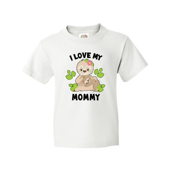Inktastic Cute Sloth I Love My Mommy with Green Leaves Youth T-Shirt
