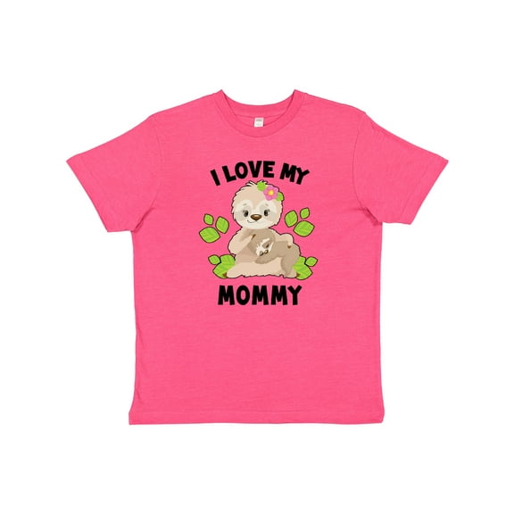 Inktastic Cute Sloth I Love My Mommy with Green Leaves Youth T-Shirt