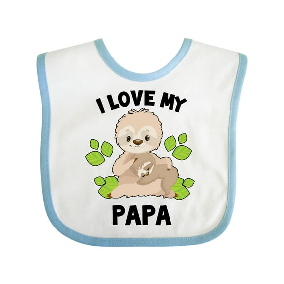 Inktastic Cute Sloth I Love My Papa with Green Leaves Boys or Girls Baby Bib