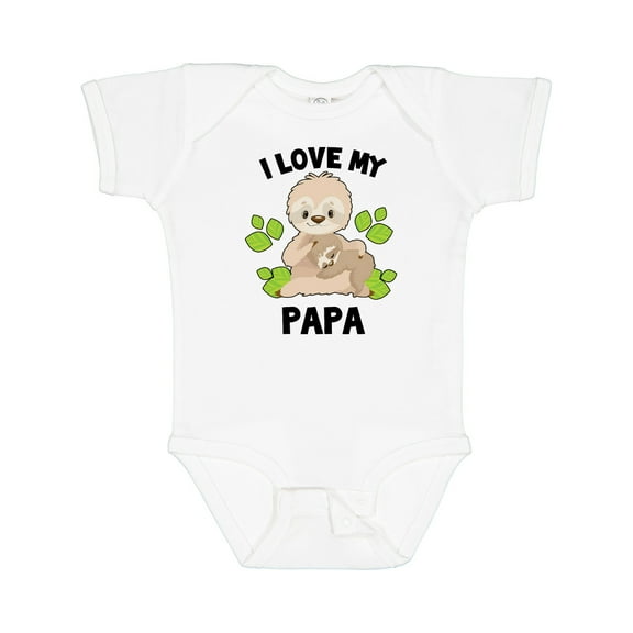 Inktastic Cute Sloth I Love My Papa with Green Leaves Boys or Girls Baby Bodysuit