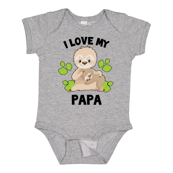 Inktastic Cute Sloth I Love My Papa with Green Leaves Boys or Girls Baby Bodysuit