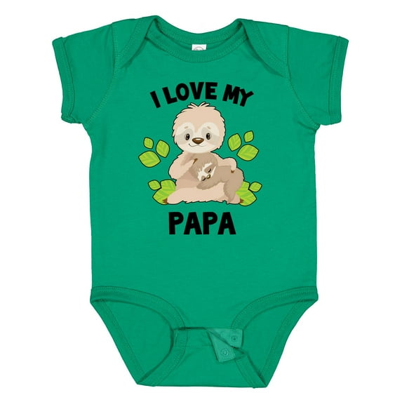 Inktastic Cute Sloth I Love My Papa with Green Leaves Boys or Girls Baby Bodysuit