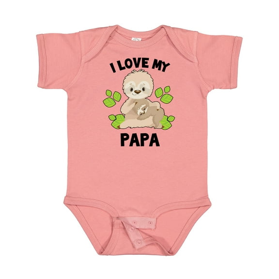 Inktastic Cute Sloth I Love My Papa with Green Leaves Boys or Girls Baby Bodysuit
