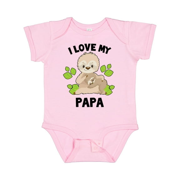 Inktastic Cute Sloth I Love My Papa with Green Leaves Boys or Girls Baby Bodysuit