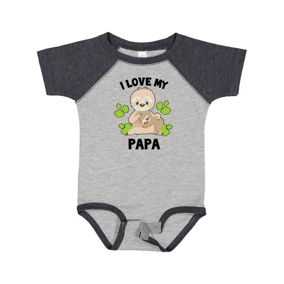 Inktastic Cute Sloth I Love My Papa with Green Leaves Boys or Girls Baby Bodysuit