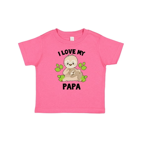 Inktastic Cute Sloth I Love My Papa with Green Leaves Boys or Girls Baby T-Shirt