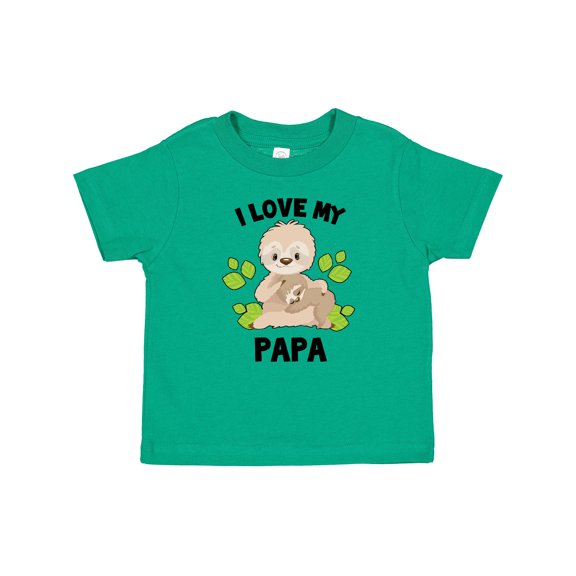 Inktastic Cute Sloth I Love My Papa with Green Leaves Boys or Girls Baby T-Shirt