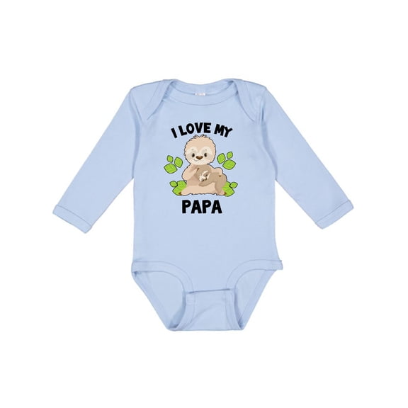 Inktastic Cute Sloth I Love My Papa with Green Leaves Boys or Girls Long Sleeve Baby Bodysuit