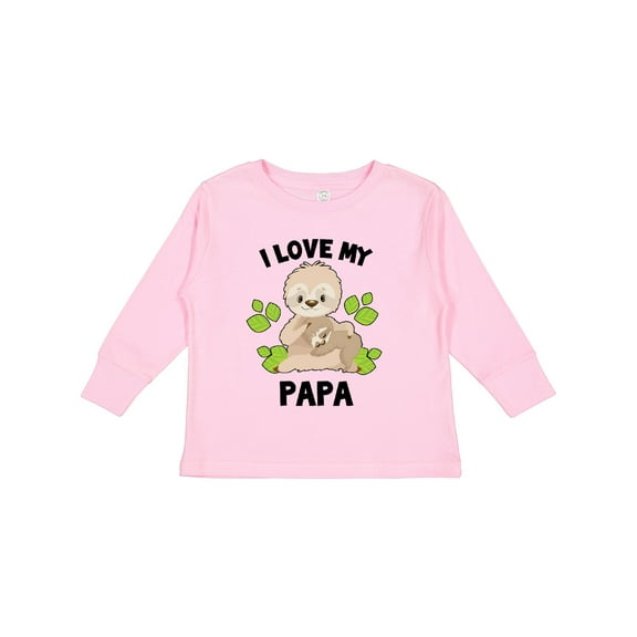 Inktastic Cute Sloth I Love My Papa with Green Leaves Boys or Girls Long Sleeve Toddler T-Shirt