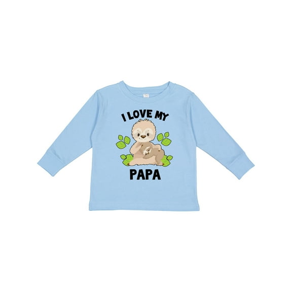 Inktastic Cute Sloth I Love My Papa with Green Leaves Boys or Girls Long Sleeve Toddler T-Shirt