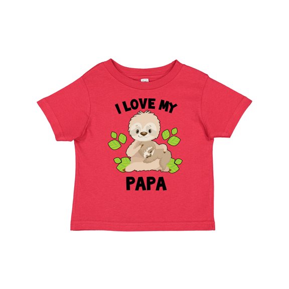 Inktastic Cute Sloth I Love My Papa with Green Leaves Boys or Girls Toddler T-Shirt