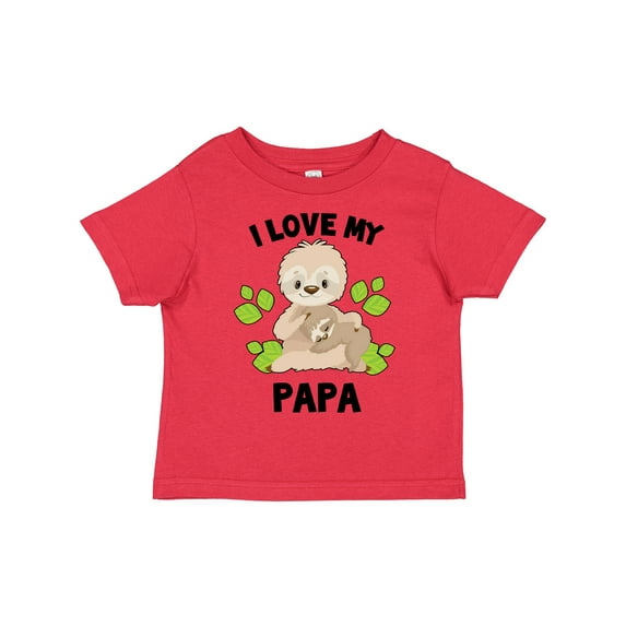 Inktastic Cute Sloth I Love My Papa with Green Leaves Boys or Girls Toddler T-Shirt