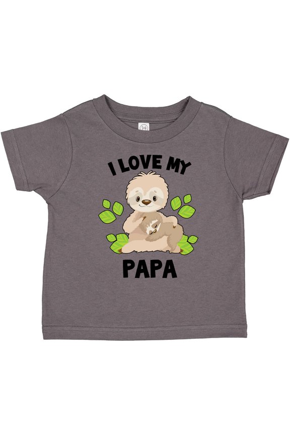 Cute Sloth I Love My Papa with Green Leaves Boys or Girls Toddler T-Shirt
