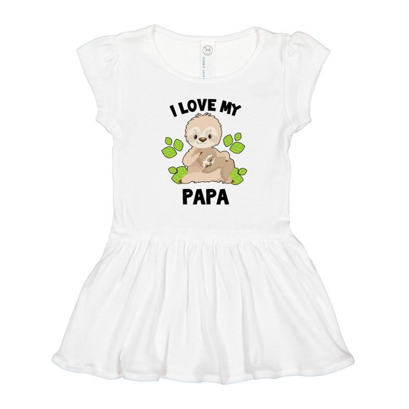 Inktastic Cute Sloth I Love My Papa with Green Leaves Girls Toddler Dress