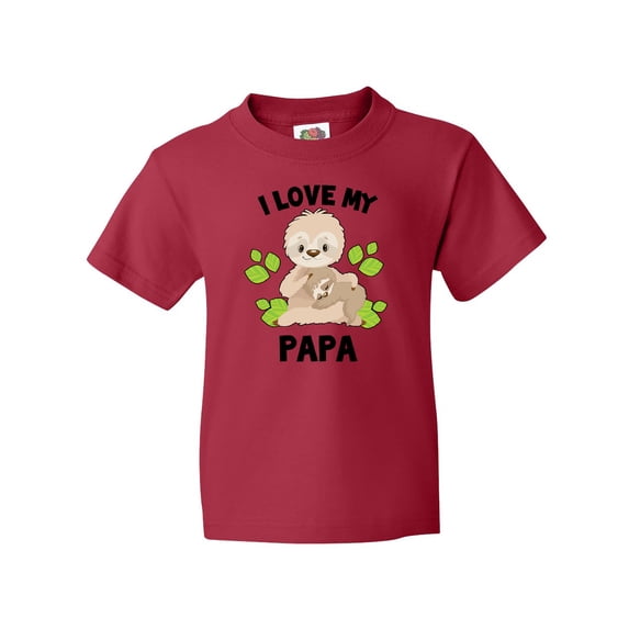 Inktastic Cute Sloth I Love My Papa with Green Leaves Youth T-Shirt