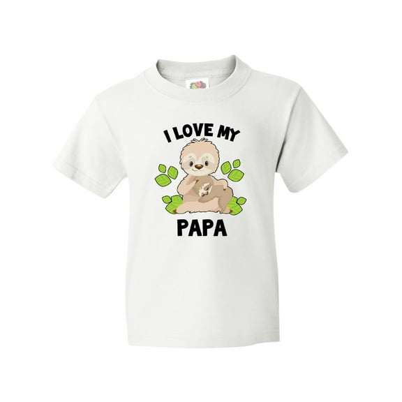 Inktastic Cute Sloth I Love My Papa with Green Leaves Youth T-Shirt