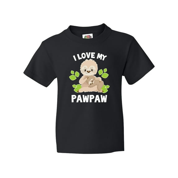 Inktastic Cute Sloth I Love My Pawpaw with Green Leaves Youth T-Shirt