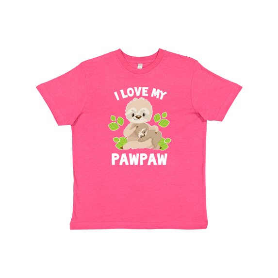 Inktastic Cute Sloth I Love My Pawpaw with Green Leaves Youth T-Shirt