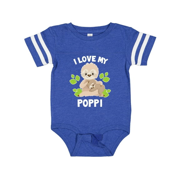 Inktastic Cute Sloth I Love My Poppi with Green Leaves Boys or Girls Baby Bodysuit