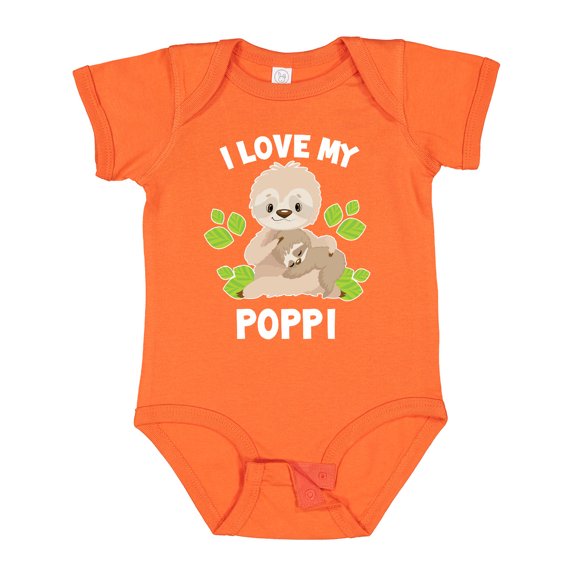 Inktastic Cute Sloth I Love My Poppi with Green Leaves Boys or Girls Baby Bodysuit