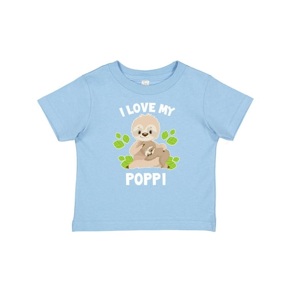 Inktastic Cute Sloth I Love My Poppi with Green Leaves Boys or Girls Baby T-Shirt