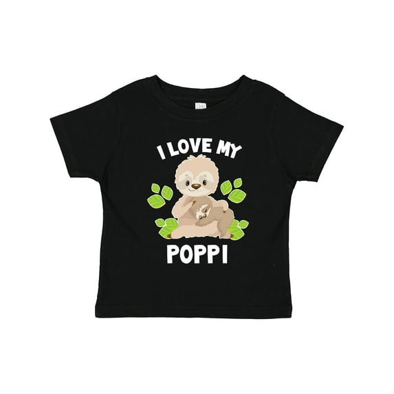Inktastic Cute Sloth I Love My Poppi with Green Leaves Boys or Girls Toddler T-Shirt