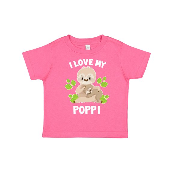 Inktastic Cute Sloth I Love My Poppi with Green Leaves Boys or Girls Toddler T-Shirt