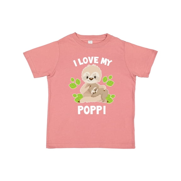 Inktastic Cute Sloth I Love My Poppi with Green Leaves Boys or Girls Toddler T-Shirt