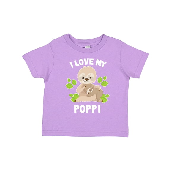 Inktastic Cute Sloth I Love My Poppi with Green Leaves Boys or Girls Toddler T-Shirt