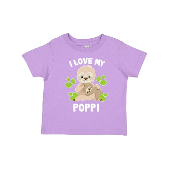 Inktastic Cute Sloth I Love My Poppi with Green Leaves Boys or Girls Toddler T-Shirt
